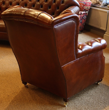 Late Victorian Buttoned Low Wing Armchair